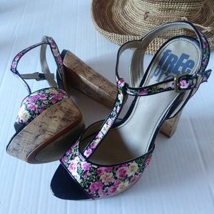 Free Press Platform T-Strap Heels Shoes